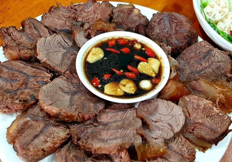 cách làm bắp bò ngâm xì dầu