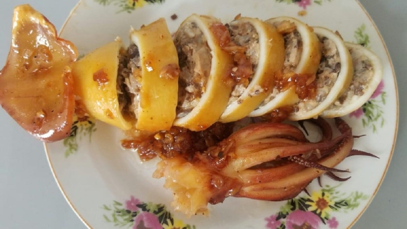 cách nấu món mực nhồi thịt chiên