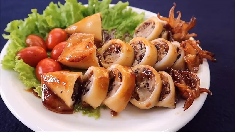 cách nấu món mực nhồi thịt chiên