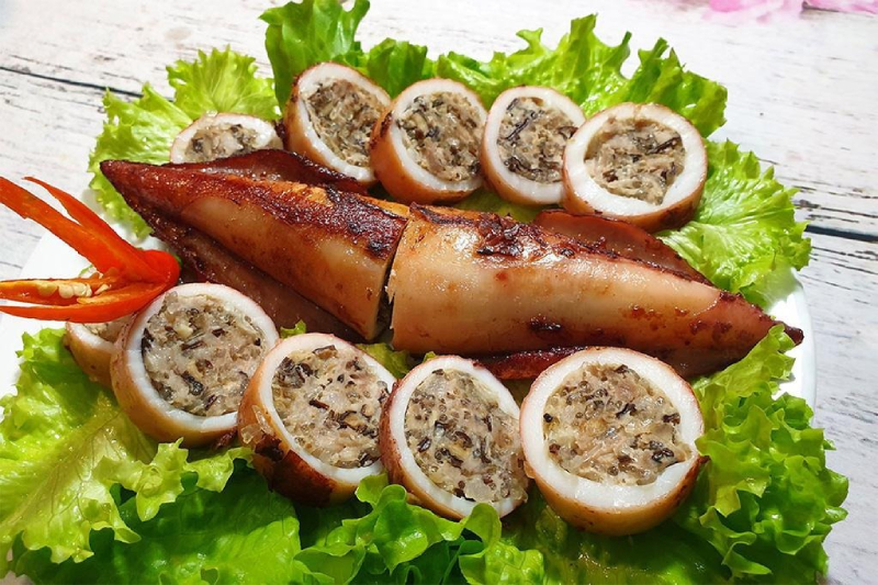 cách nấu món mực nhồi thịt chiên