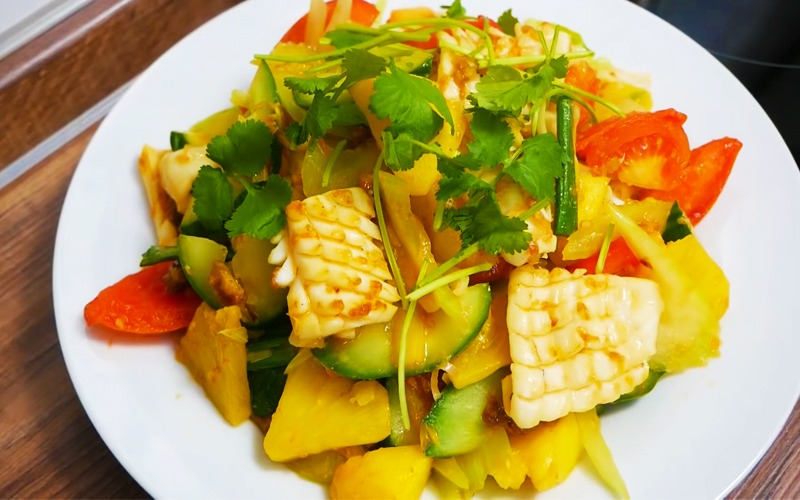 cách nấu món mực xào chua ngọt