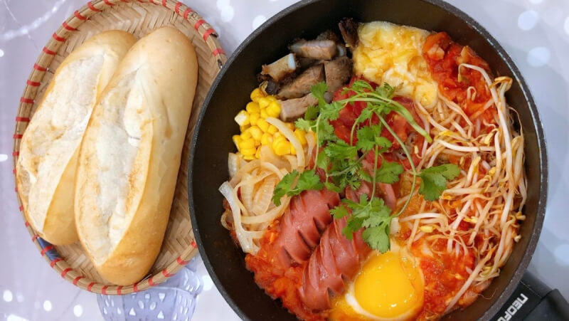cách làm bánh mì chảo