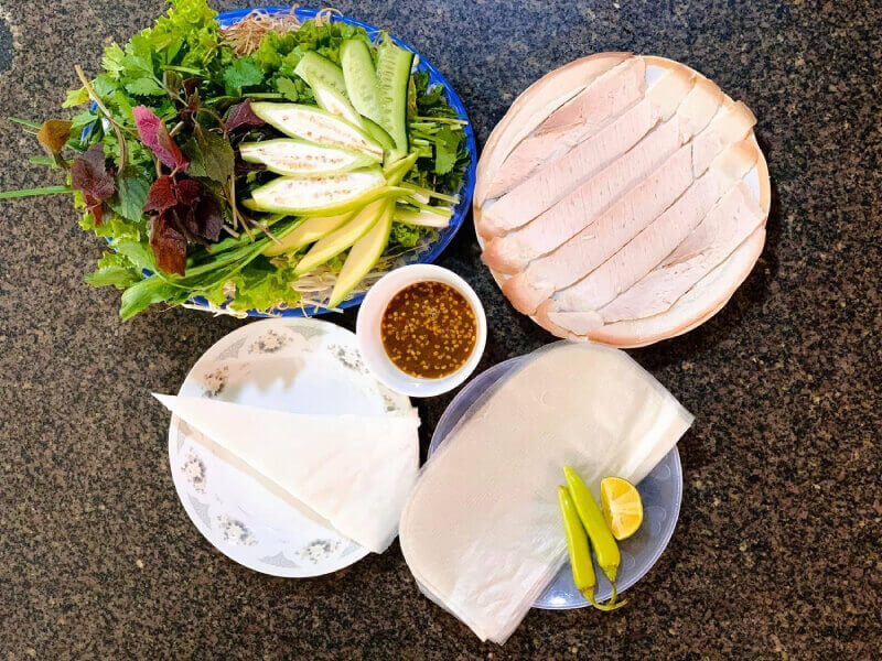 cách làm bánh tráng cuốn 