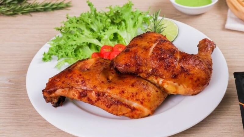 Gà nướng muối ớt chấm muối tiêu chanh cay cay mặn mặn