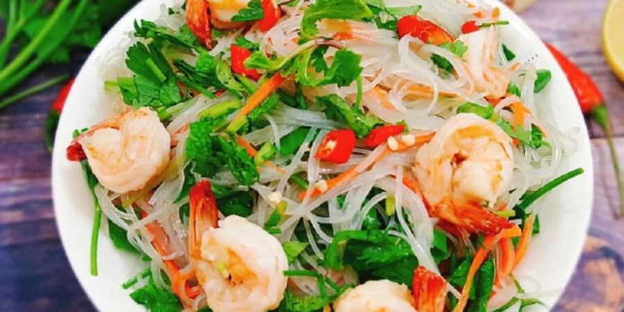 cách làm salad miến tôm kiểu thái